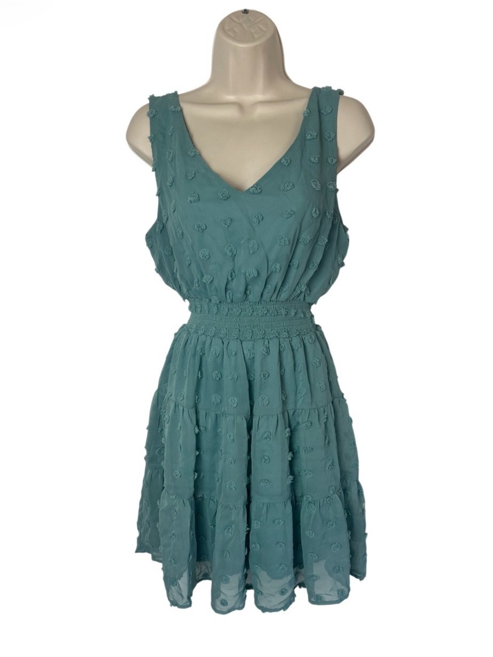 Sleeveless Teal V-Neck Tiered Sundress